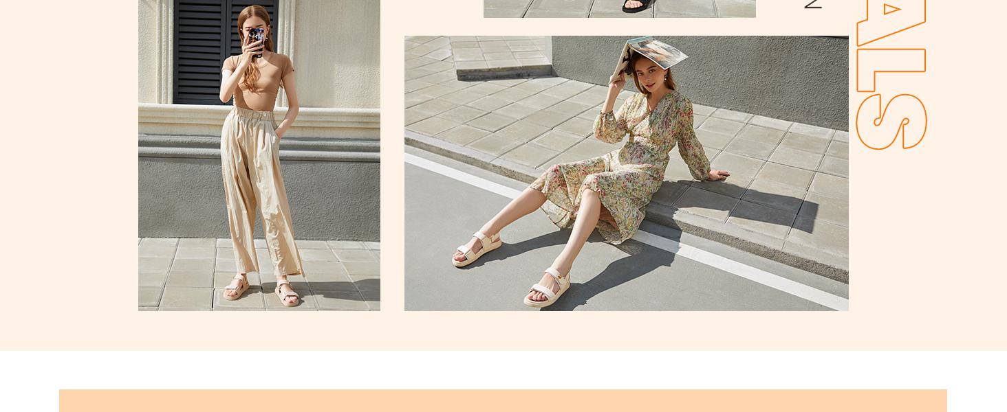 Women's Flat Sandals Comfort Adjustable Double Strap Slip on Leather Footbed Sandals Wedge Platform Footwear Walking Shoes