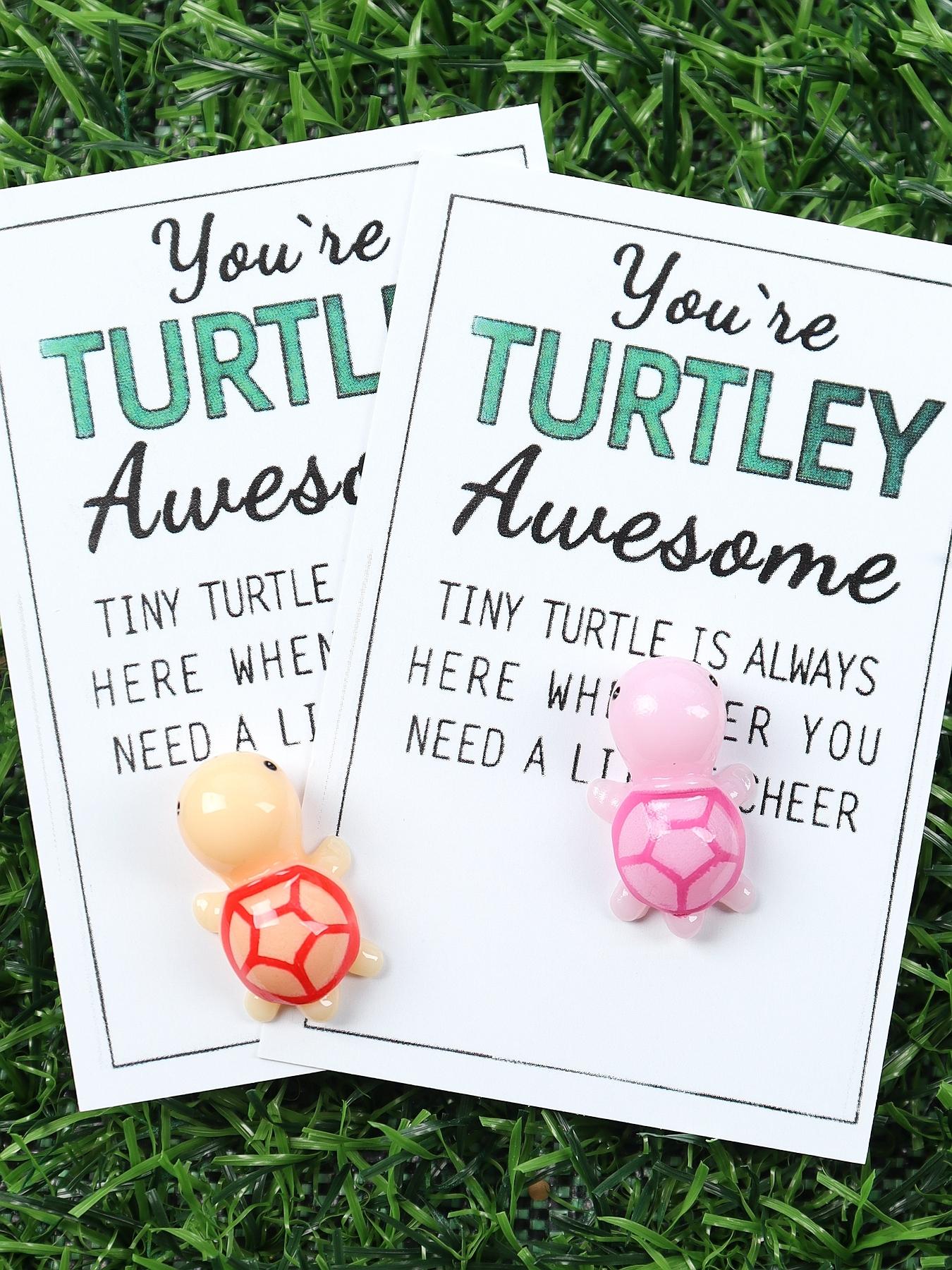 Cute Turtle Design Pendant with Card, 5 Counts Mini Resin Animal Shaped Charm, DIY Jewelry Accessories, Gift for Family, Friend, Colleague