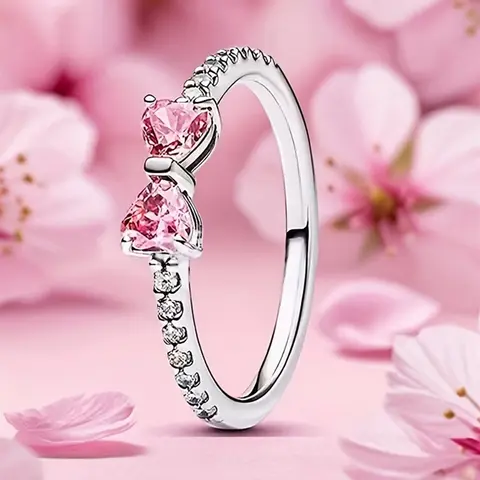 1 PC Pretty Cubic Zirconia Bow Knot Ring For Women For Wedding Engagement Anniversary Party Jewelry Valentine's Day Gift Artificial Zircon Rings