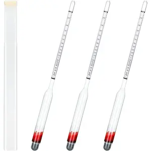 3 Pcs Glass Digital Alcohol Hydrometer 0-200 Proof for Distilling Moonshine Liquor White