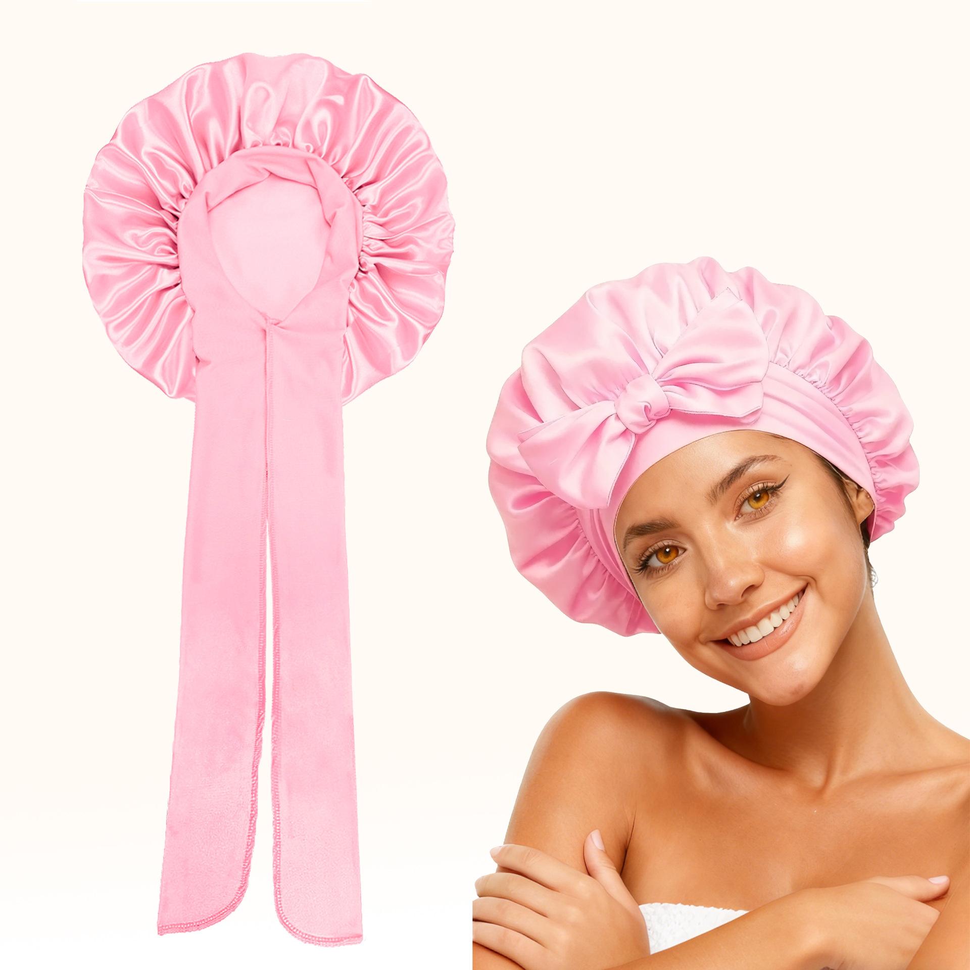 Long Bonnet Satin Hair Silk Bonnet for Sleeping Women, Silky Bonnets for Women with Tie Band, Sleep Cap for Braids Curly Hair