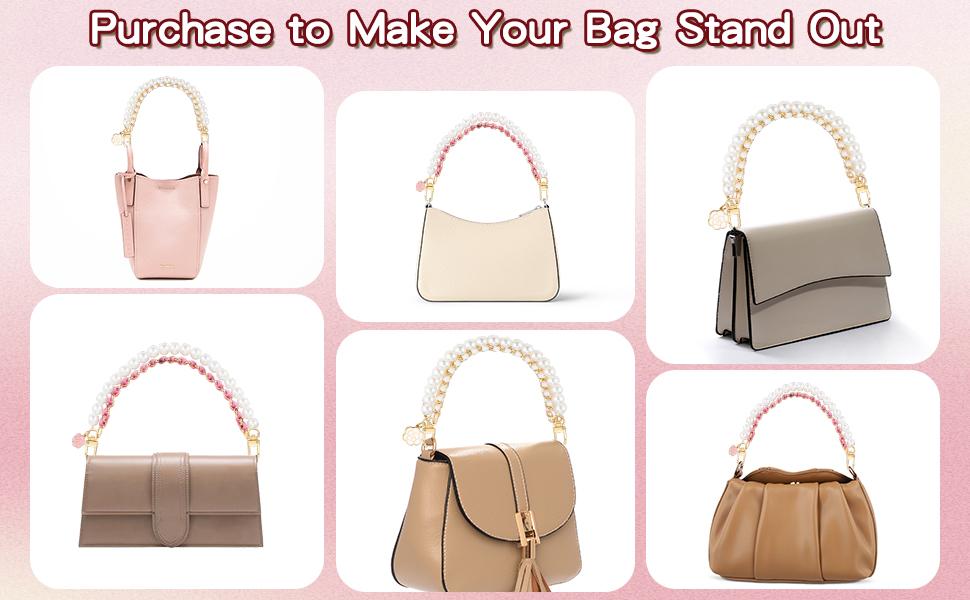 2-Piece Bag Extension Chain, Floral White Bag Strap Extension Chain, Pearl Bag Strap Replacement, Crossbody Bag/Handbag Accessory, Women's Bag Charm