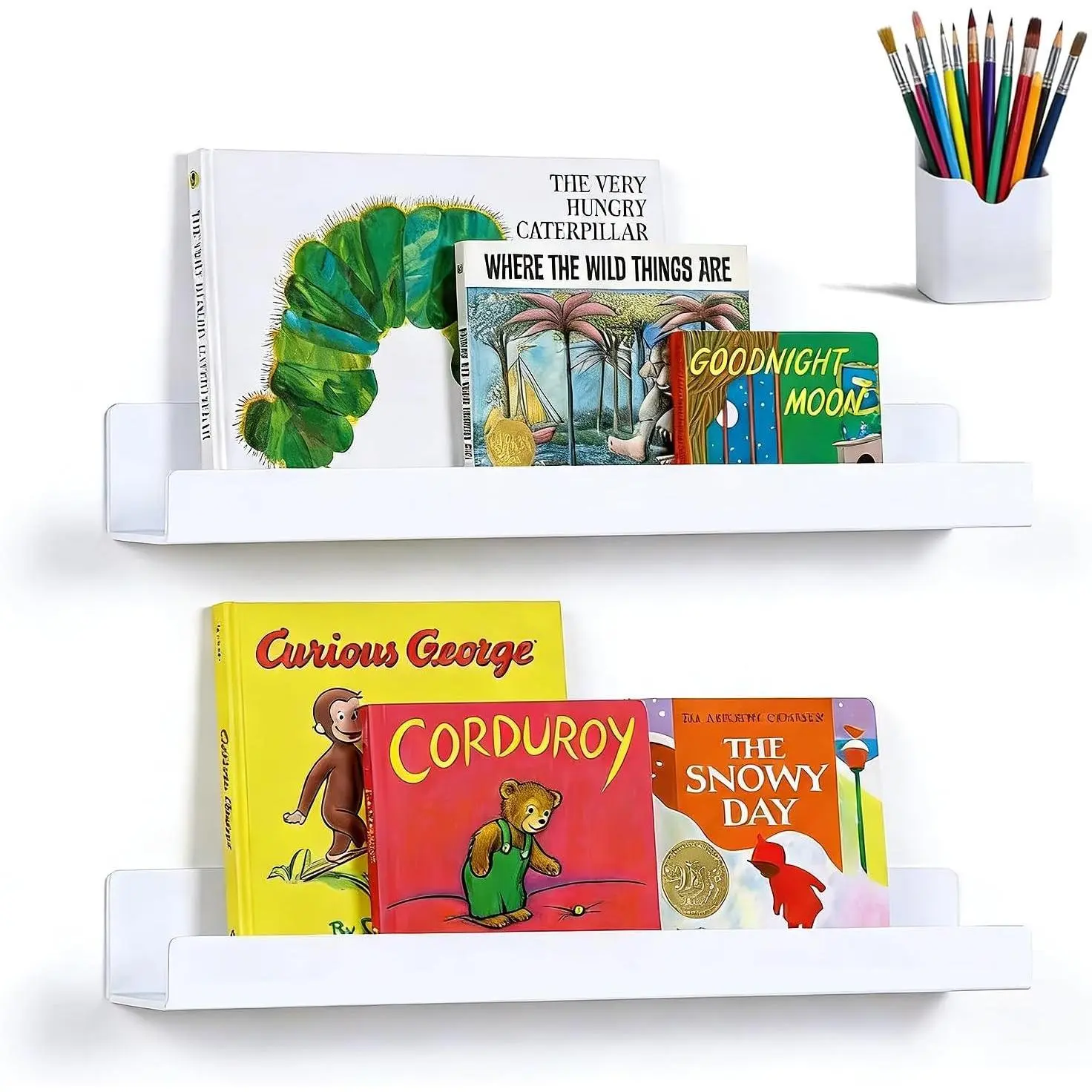 2 Pack 17" Metal Magnetic Bookshelf for Whiteboard, Strong Reusable Magnetic Display Shelf, Holds up to 12 lbs, Storage Organizer for Classroom, Kids Room, Office, Kitchen & Garage