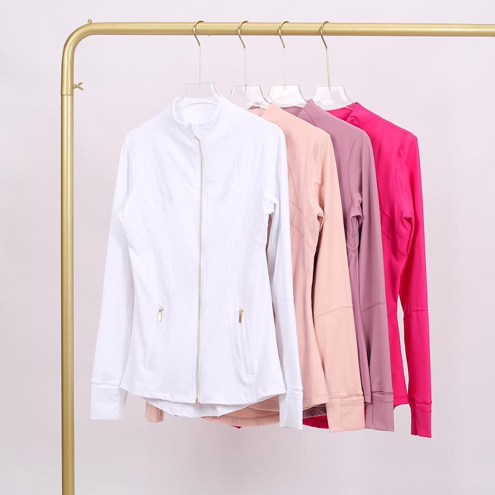 LULU  Same style  Women's Stand-Up Collar Gold Zipper Yoga Top, Spring-Style Fitted Top, Sports Jacket, Fitness Long-Sleeve Sun Protection Jacket