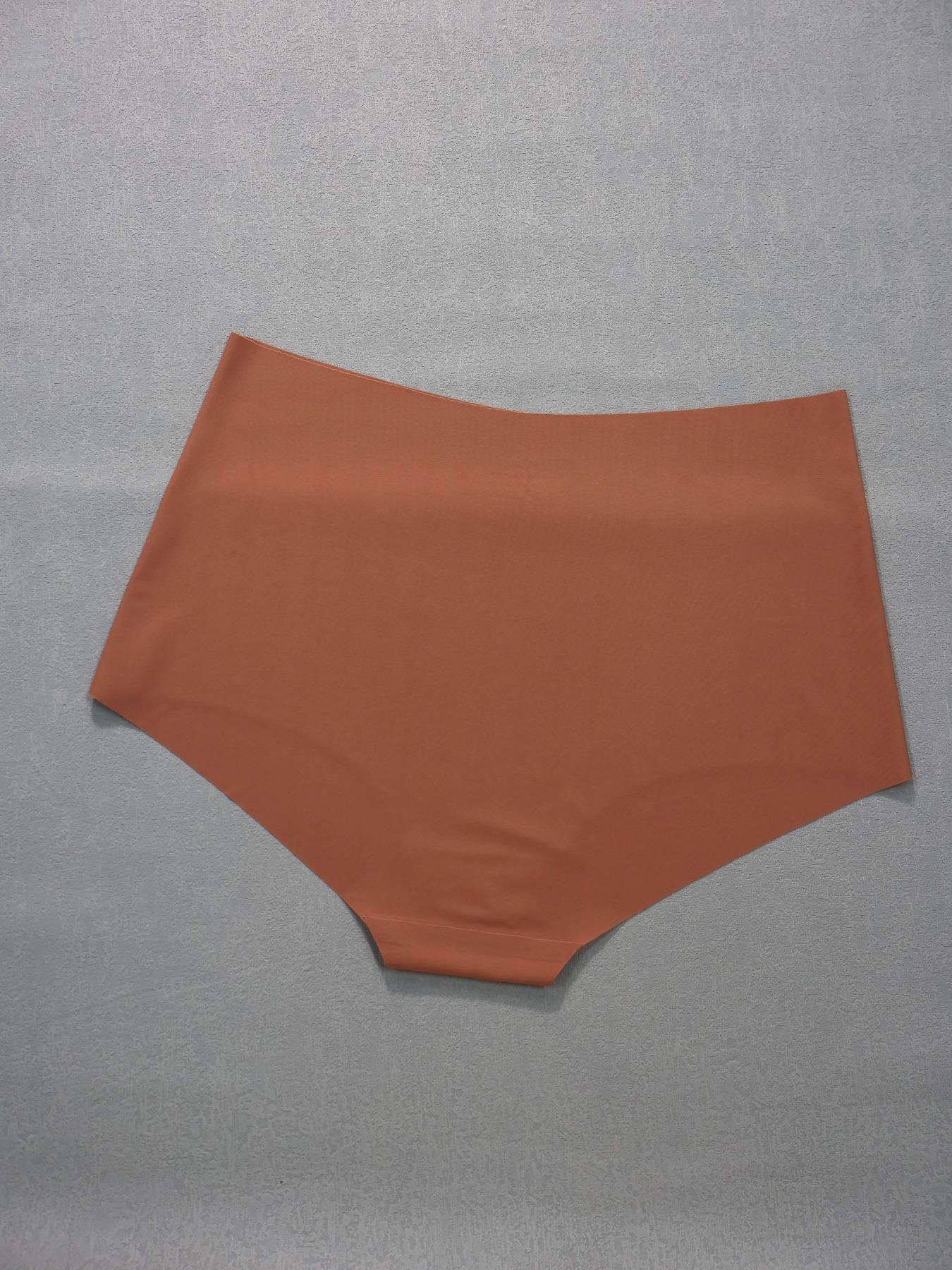 Plus Size Solid Color Nylon High Waist Knicker, Plus Size Seamless High Rise Panty, Women's Plus Underwear for All Seasons