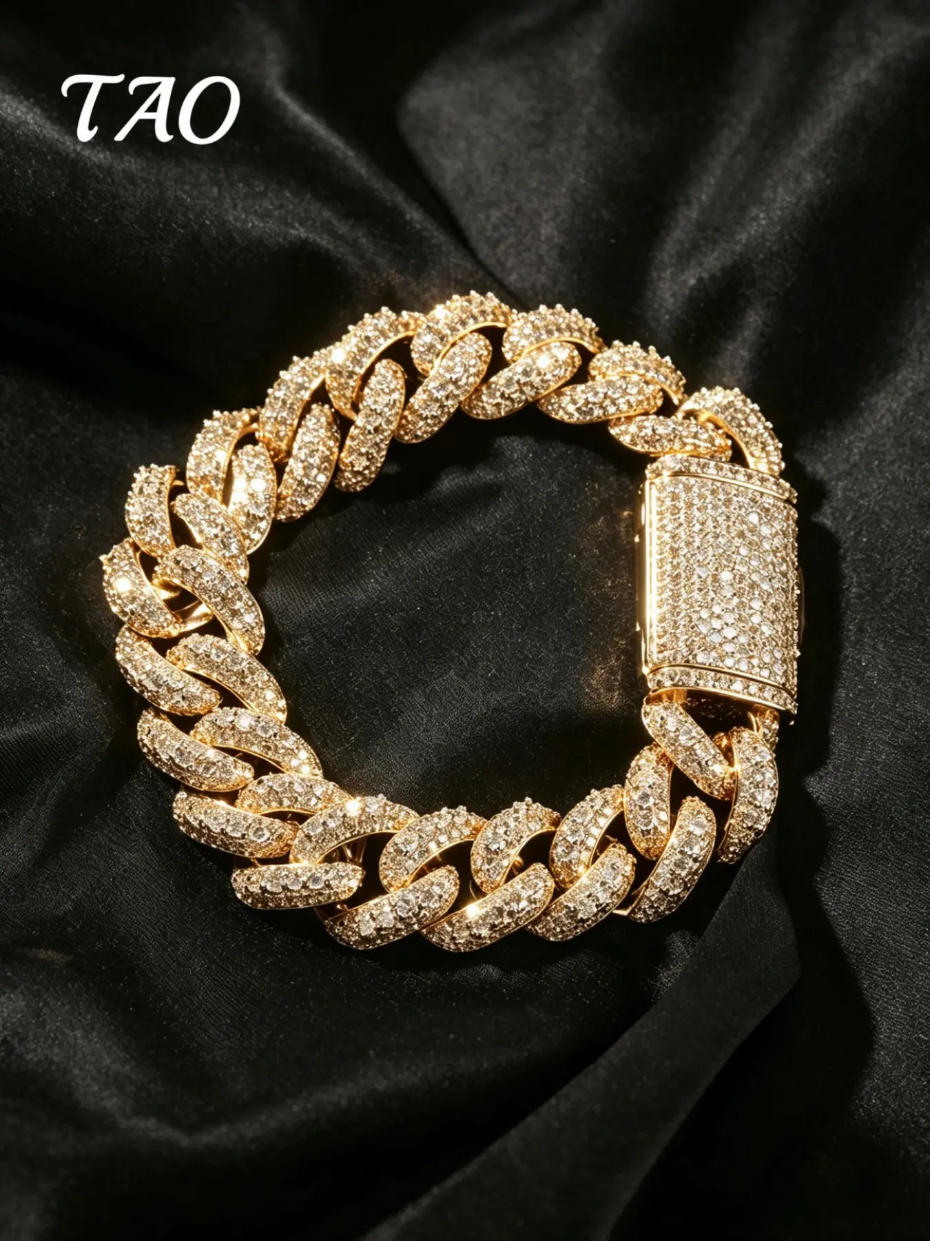 TAO-Creative Cuban Link Bracelet with Luxurious Zircon, Hip Hop Style, Unisex, Perfect Gift for Birthday and Anniversary