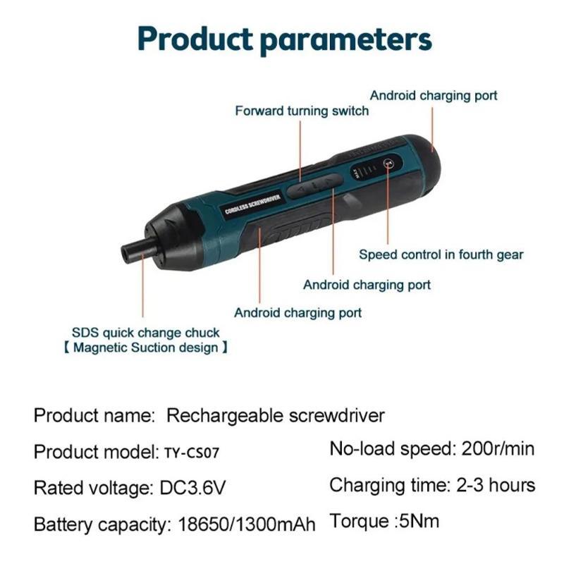 Multifunctional Electric Screwdriver, USB Rechargeable Electric Screwdriver, Professional Torque Disassembly and Repair Tool, Cordless Power Screwdriver and Power Drill