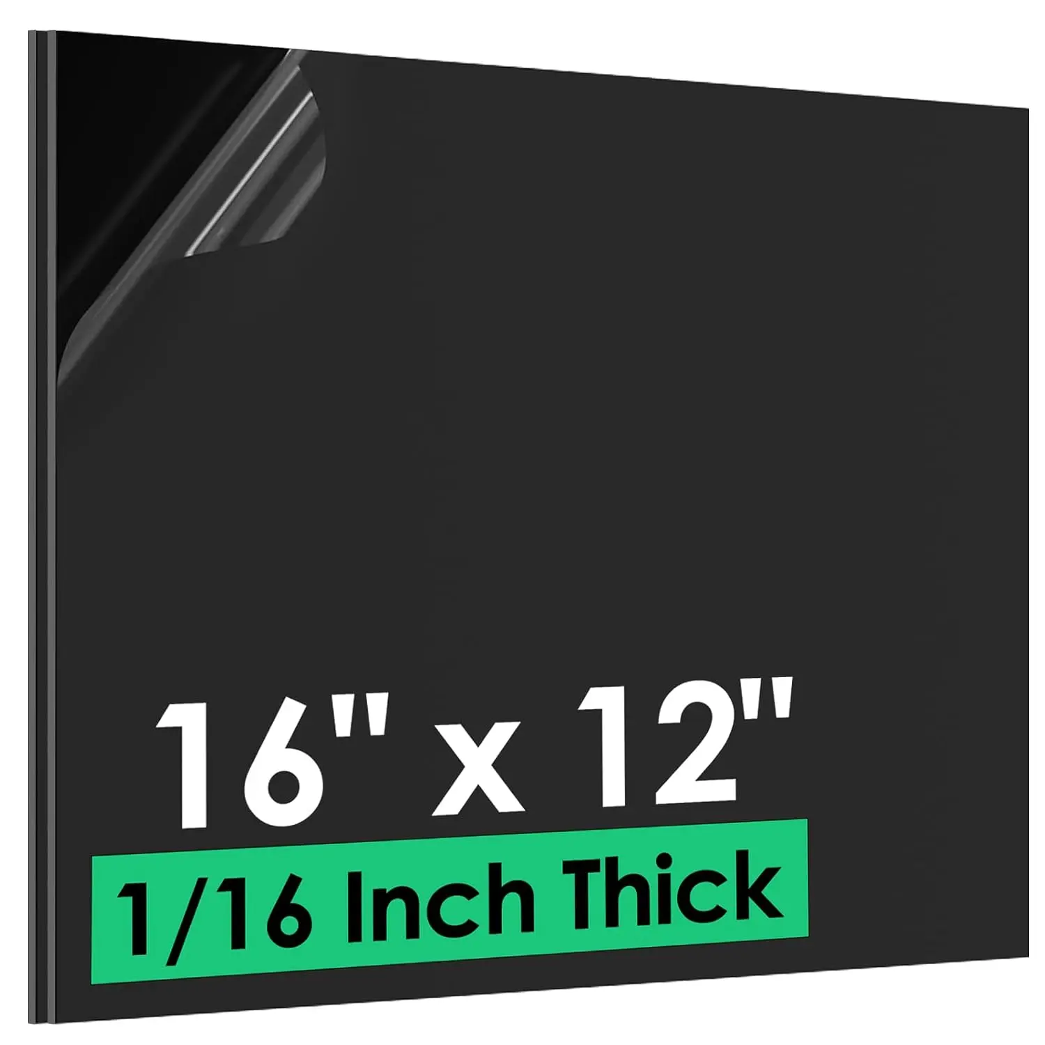 ABS Plastic Sheet 1/16" x 16" x 12", 2 Pack | Black Rigid Thermoplastic Board for Crafts, DIY Projects, -Surface (Textured & Smooth)