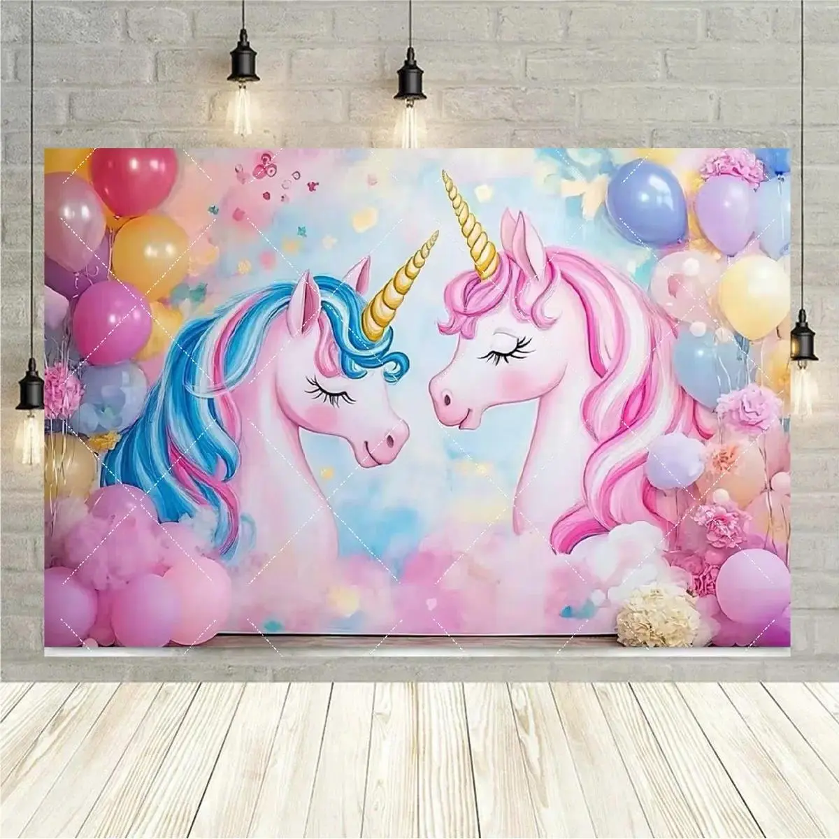 Synthetic Unicorn Rainbow Tapestry Wall Hanging - Lightweight Cute Fantasy Printed Fabric Home Decor, Foldable & Reusable Casual Photo Backdrop for Baby Shower, Anniversary, Princess Room Prop