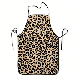 Classic Full Leopard Print Kitchen Apron, Waterproof Oilproof Retro Cooking BBQ Apron, Adjustable Neck Strap, Cute Novelty Gift for Women,1pc