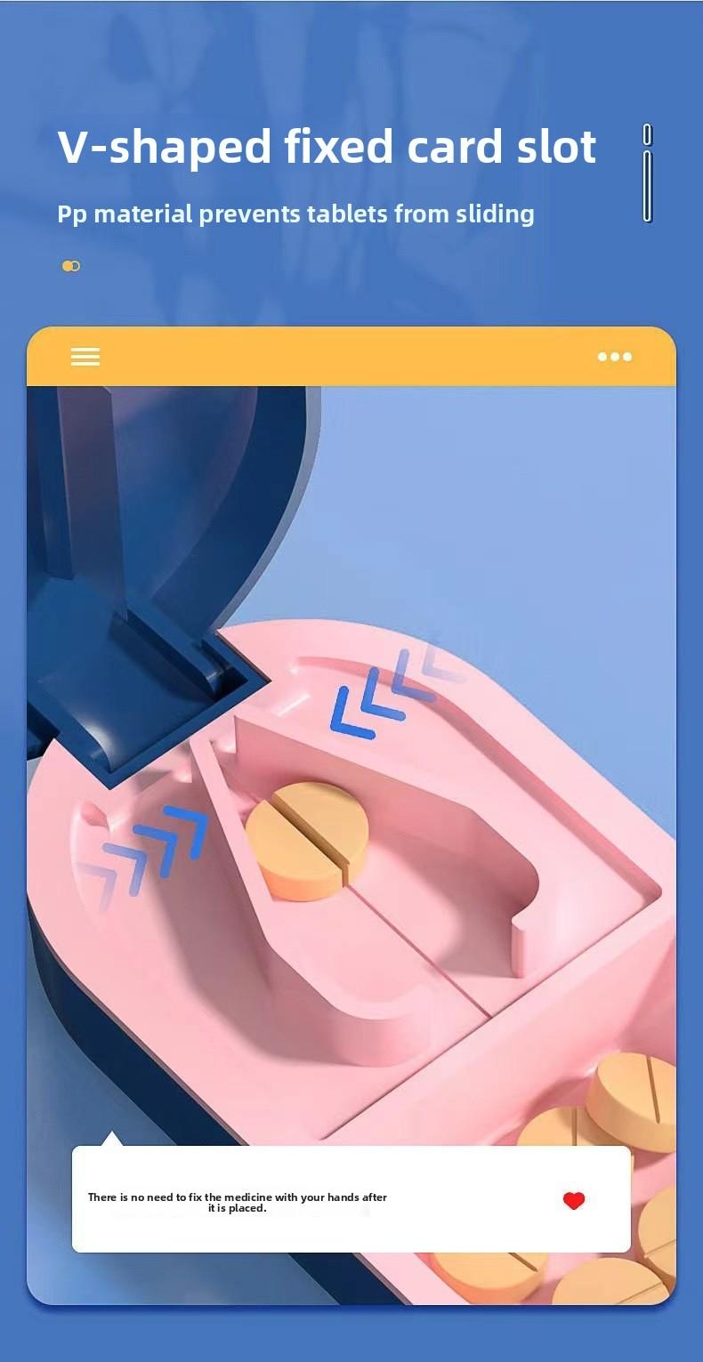 New Pill Cutter Universal Pill Box Cutting Tablet Tool Pill Splitter One-to-Two Portable Moisture-Proof