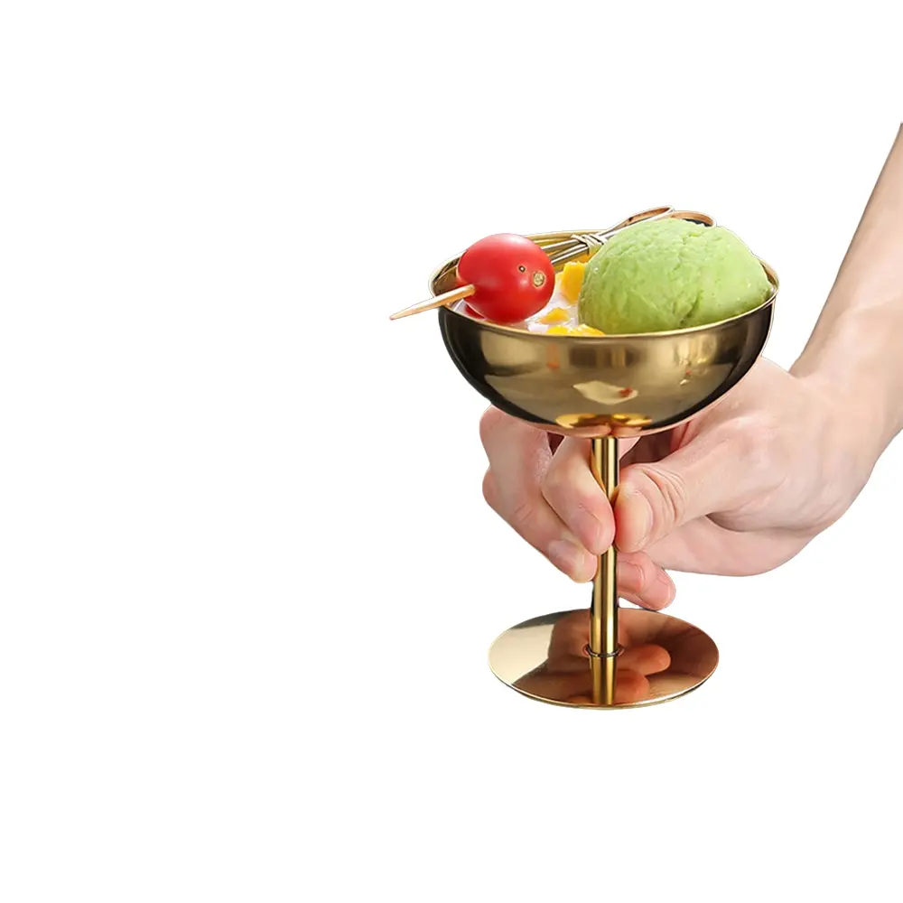 Stainless Steel Ice Cream Cup, Tall Dessert Glass for Bar and Ktv, Cocktail Margarita Cup, Party Accessories, 1 Piece/2 Pieces