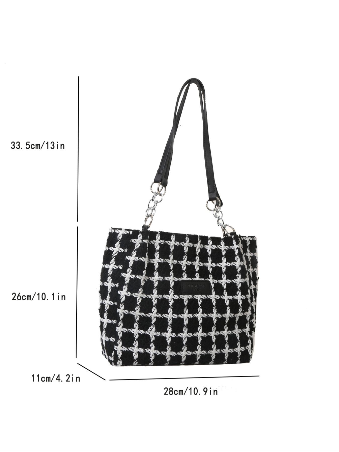 Fashionable Plaid Pattern Tote Bag, Casual Large Capacity Shoulder Bag For Women & Girls, Versatile Simple Handbag