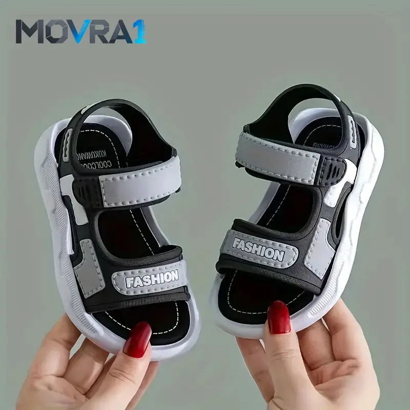 MOVRA1 (New) Kids' Flip Flops Sandals - Soft Sole, Lightweight PVC Upper, Black Rubber Outsole, Casual Beach Footwear