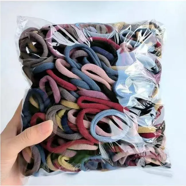 Women's Thick Hair Soft Elastic Harmless Hair Tie Set (100pcs, Mixed Colors) - Band Set Hairbands & Scrunchies for Ponytail Hairstyles, Large Size, Daily Wear, Ideal Gift