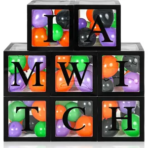 8 count Transparent Balloon Box with 78 Letters for  Shower 3 Sets of A-z Clear Balloon Box for  Birthday Bridal Wedding Decorations(Black)