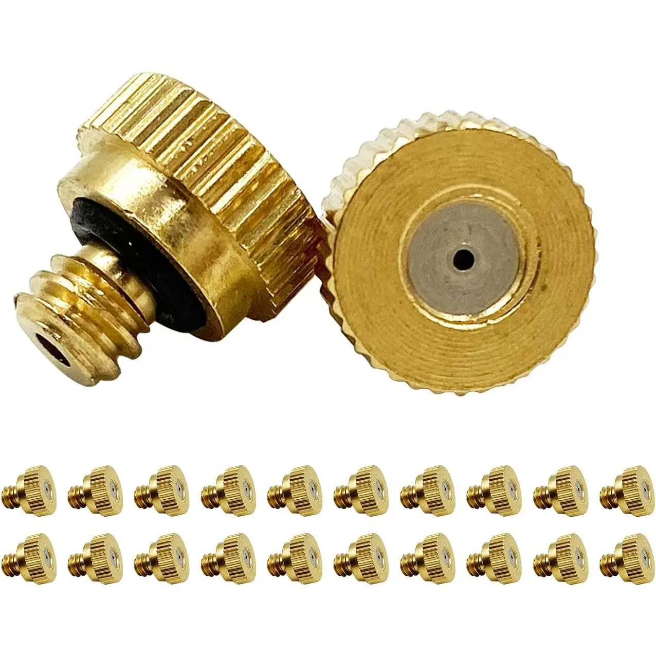 Mister Nozzles Brass Low-Pressure Atomizer for Outdoor Cooling System, 22 Pieces, 0.012" (0.3 mm) Orifice, 10-24 UNC Thread
