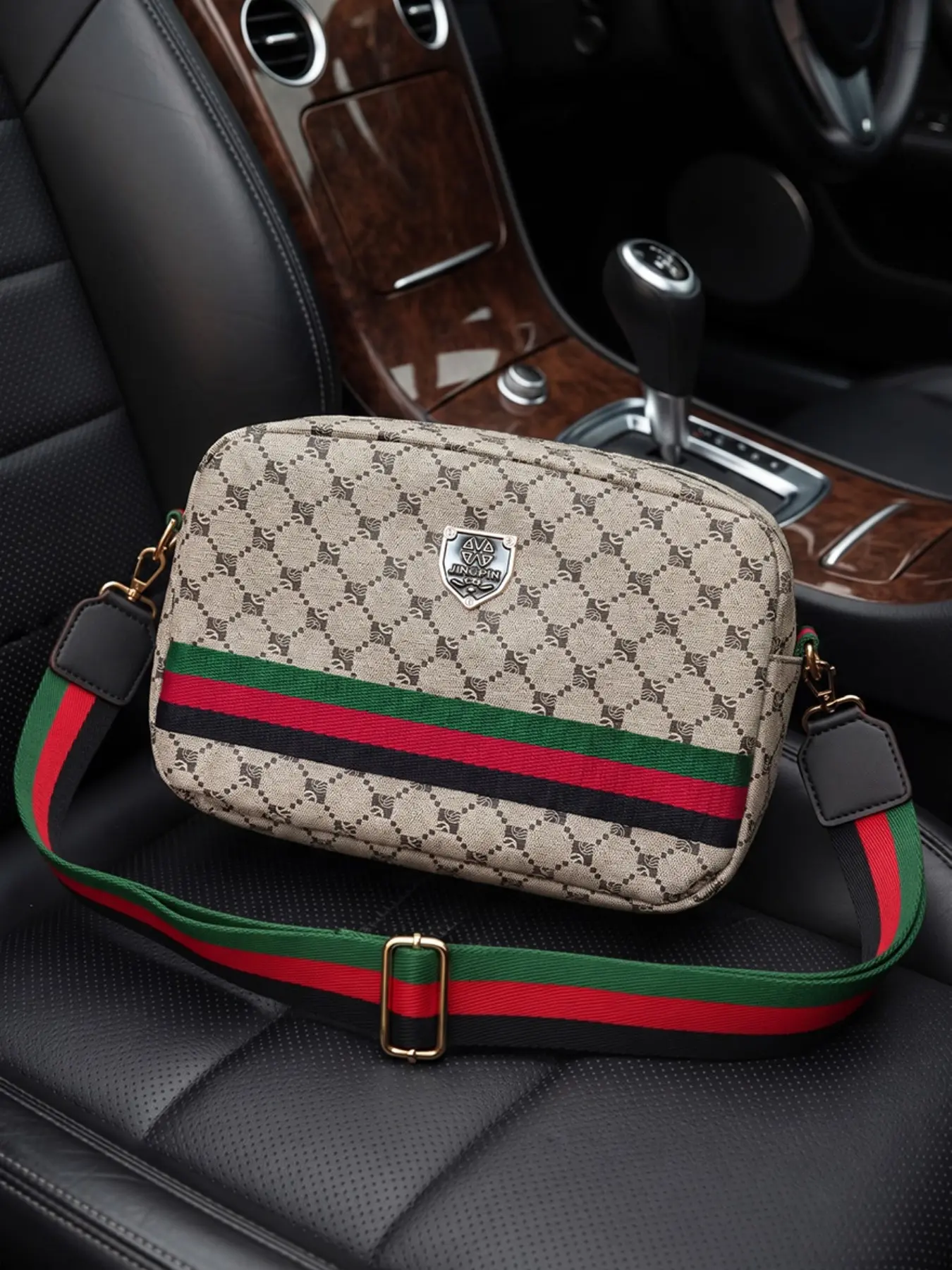 Men's Small Messenger Bag, Fashion Handbag, Multi-Use Wrist Strap Crossbody Bag, Casual PU Leather Shoulder Bag, Large Capacity Print Design, Casual Crossbody Bags
