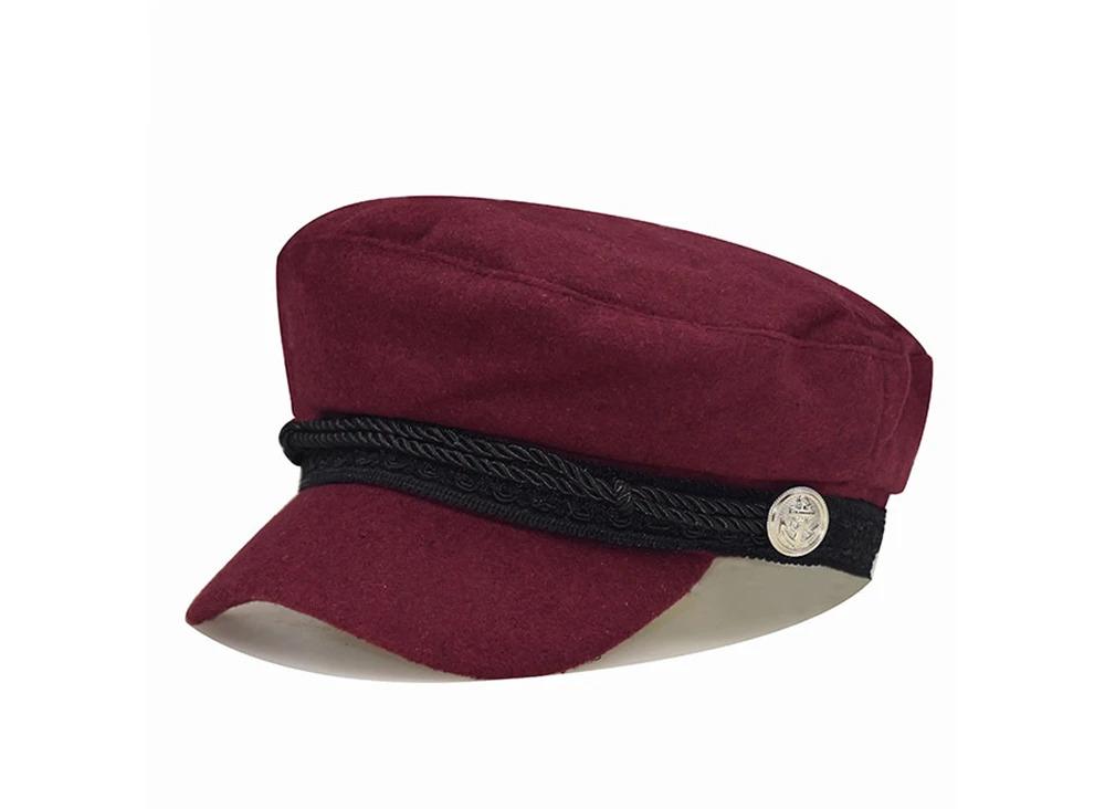 Fashion Women Men  Spring Autumn Sailor Black Ladies Beret Top Captain Cap Travel  Octagonal Hat