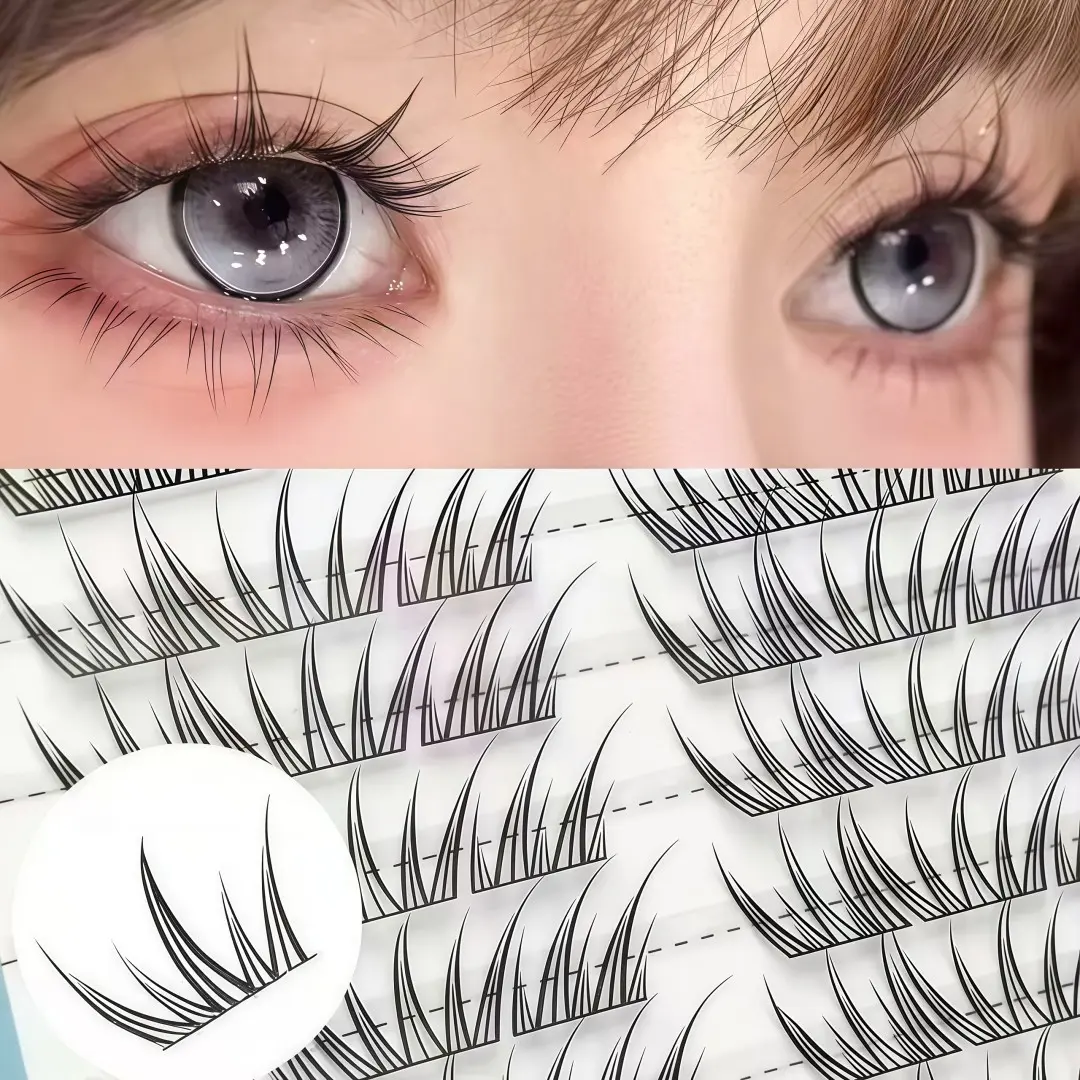 Large Capacity Summer Blue Tears False Eyelashes, Thin Segmented Dreamy Upper Lash Book, Fantasy Atmosphere Makeup Accessory