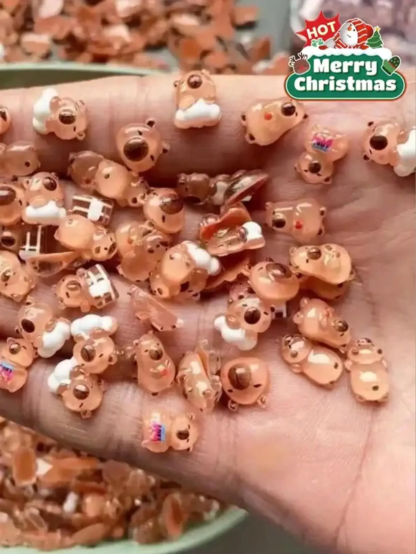 100pcs Mini Cute Capybara Ornaments With Storage Box, Nail Art Ornaments, Creative DIY Jewelry And Home Desktop Decoration, Ideal Christmas Gift, Cute Figurines Home Decoration, Halloween, Animal Decorations