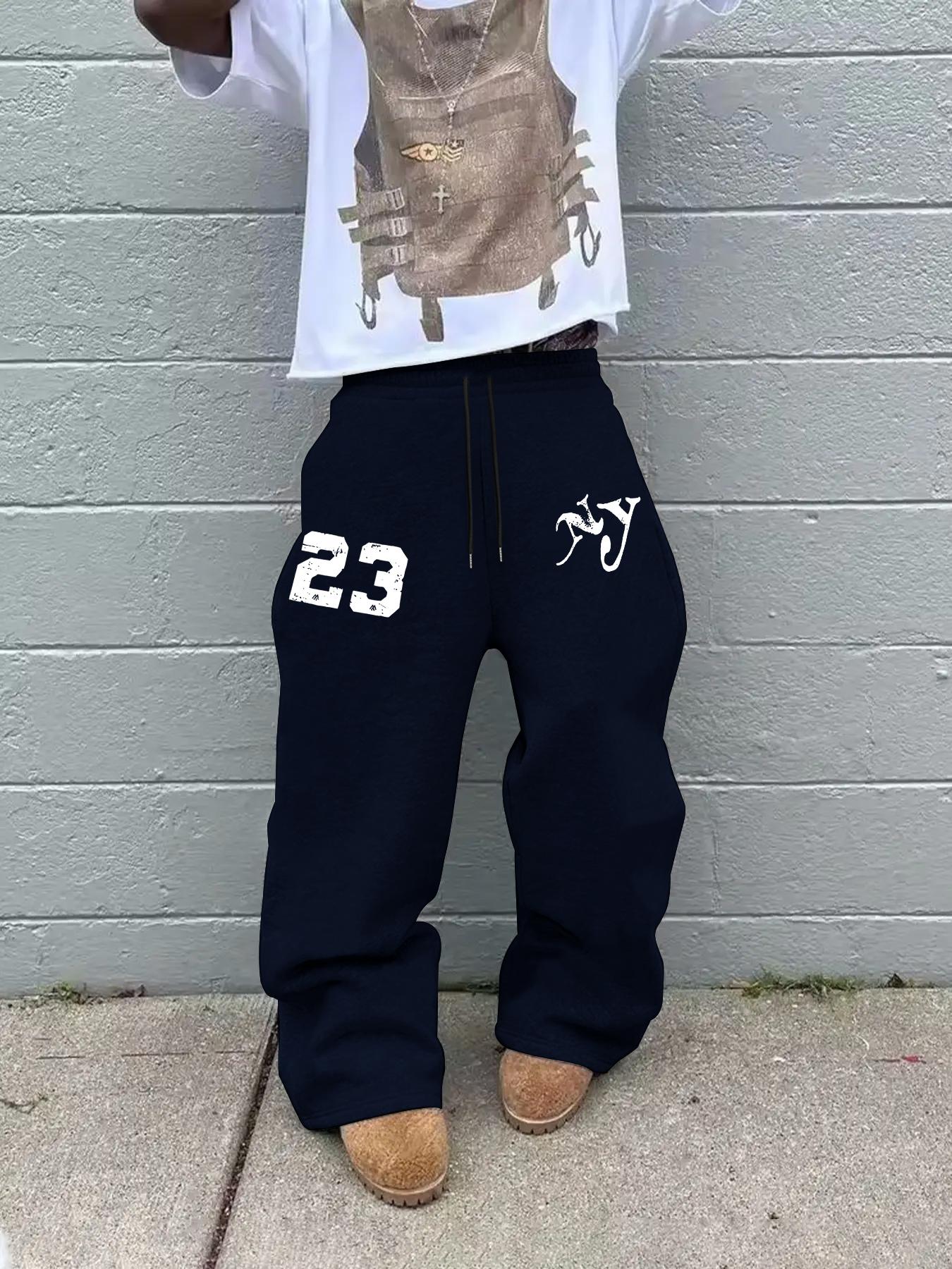 Men's Fashion Casual Relaxed Fit Solid Color Straight Wide-Leg Lightweight Sweatpants, Comfortable Pants for Summer Daily Wear