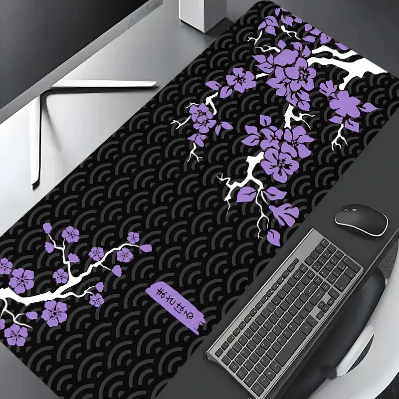 Japanese Purple Cherry Blossom Large Gaming Mouse Pad, Cloud Pattern Desktop Drotection Pad, Washable Rubber Pad Non-Slip Lock Edge Multi-Size Mouse Pad Suitable For Home Office, Desk Accessories, Computer Desk Accessories, Gift for Family and friends