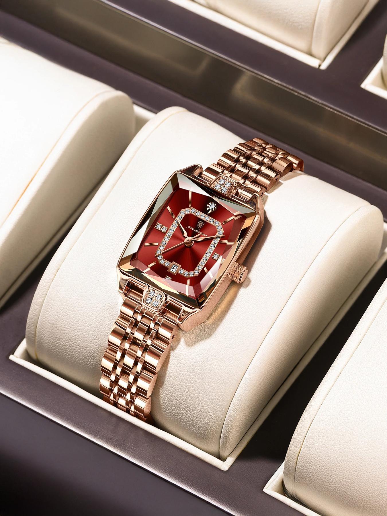 Women's Elegant Rectangle Dial, Fashionable Wristwatch for Women & Girls, Fashionable Stylish Watch, Trendy All-match & Exquisite Watch for Birthday Gift with Box