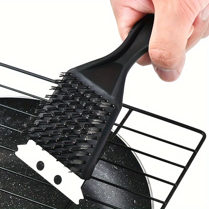 1pc Stainless Steel Wire Brush, BBQ Cleaning Brush, Grill Brush, Oven Scrubber, Kitchen Wire Brush, Durable Barbecue Tool for Easy Cleanup