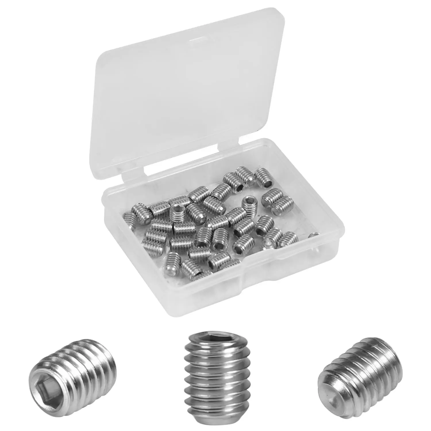 30 PCS #10-32 x 1/4" Set Screws,SAE Stainless Hex Allen Head Socket Set Screws Grub Screw Bolts Internal Drive Cup Point Screws with Hex Key Wrench for Door Handles, Light Fixture Repair