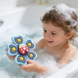 Suction Cup Insect Spinning Top, Soothing Fussy Toddlers, Portable Sensory Fidget Toy for Bath, Window & Travel, Novelty Toys for Kids
