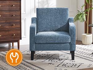 VINGLI Chair Upholstered Chenille Accent Chair for Living Room, Bedroom, Mid-Century Modern Arm Chair Comfy Reading Chair with Scooped Arms VINGLI Chair Upholstered Chenille Accent Chair for Living Room, Bedroom, Mid-Century Modern Arm Chair Comfy Reading Chair with Scooped Arms