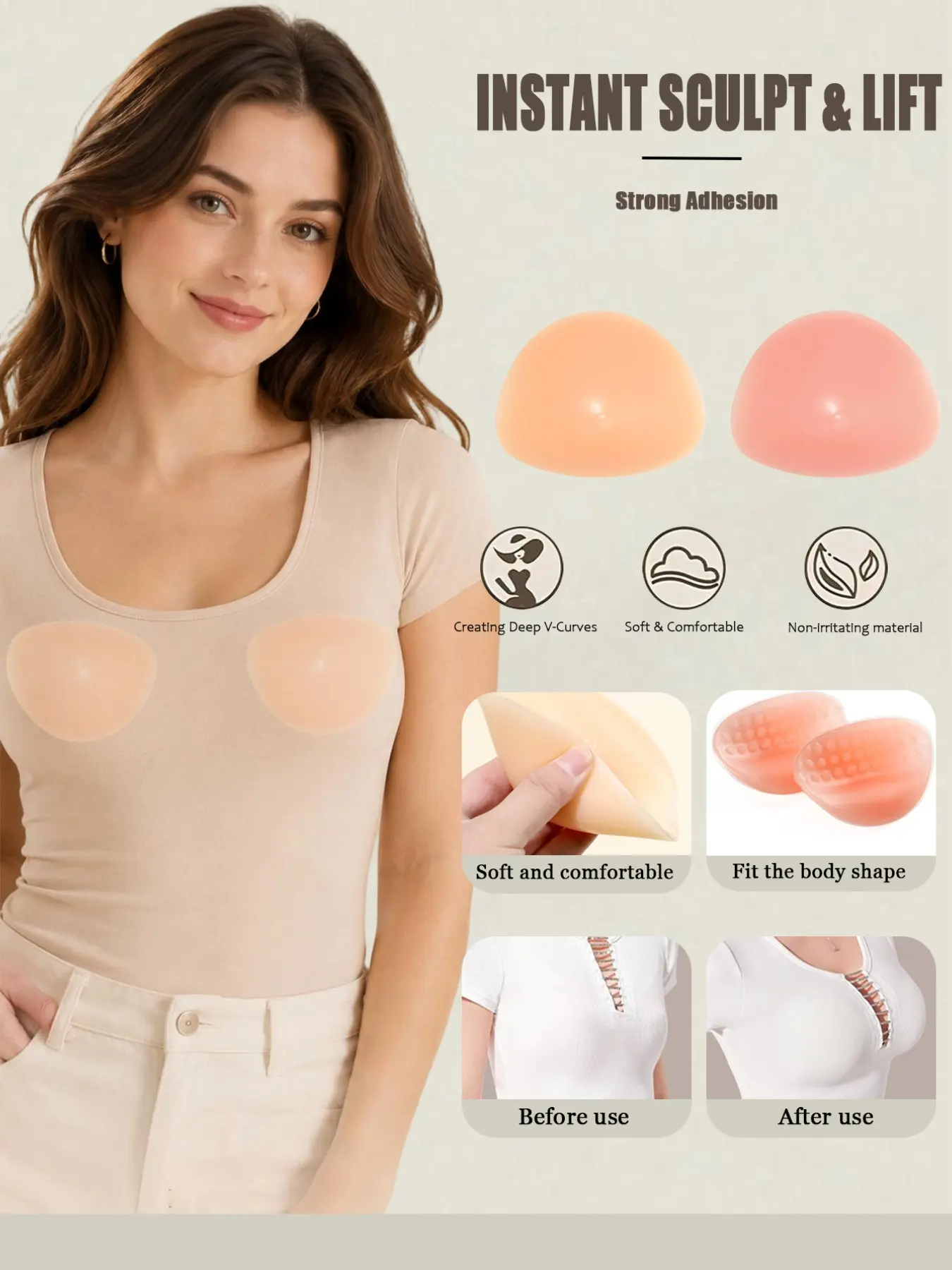 New Concave Triangle Silicone Breast Prosthetics, Cos Costume Fake Breasts, Realistic Liquid Silicone, Post-Op Special Use, Pair Pack