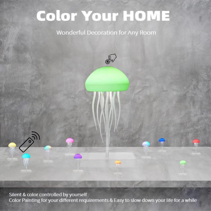 LED Jellyfish Lamp with 9 Tentacles 2 Working Modes Ultra Long Battery Life Colour Gradient Light Effects with Remote Control