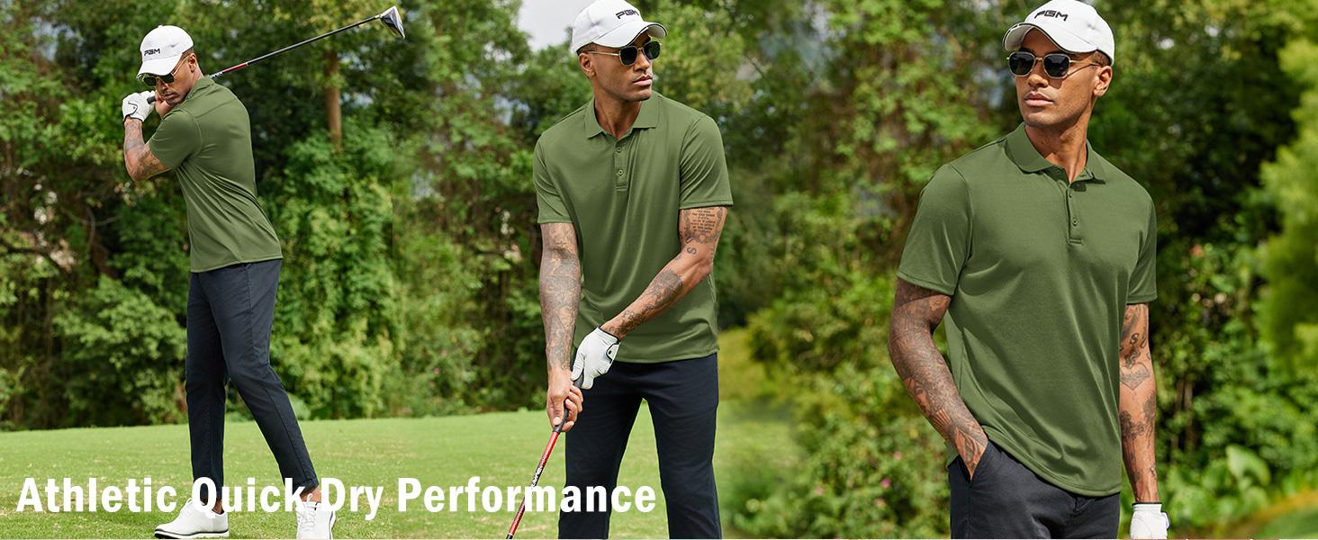 Men Polo Shirts Short Sleeve Quick Drying Athletic Collared Golf Shirts Moisture Wicking Tees