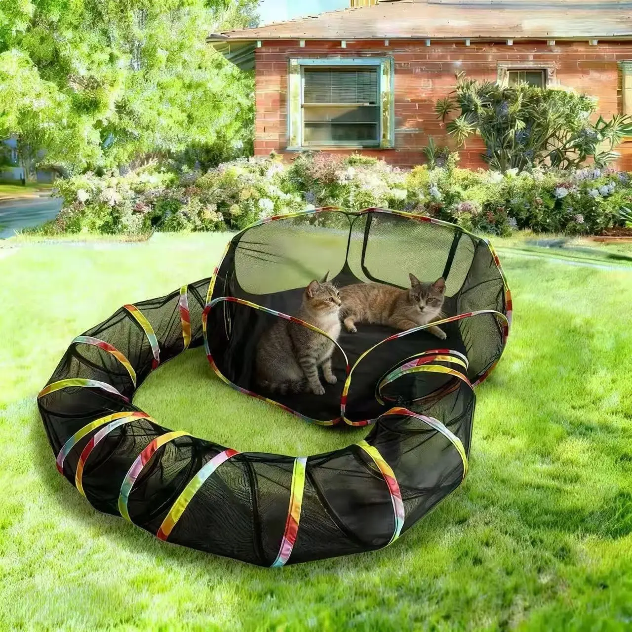 Outdoor Cat Enclosure, Portable Cat Tent Playpen, Cage-Free Cat Tunnel Outdoor Playground for Indoor Cats & Small AnimalsGift