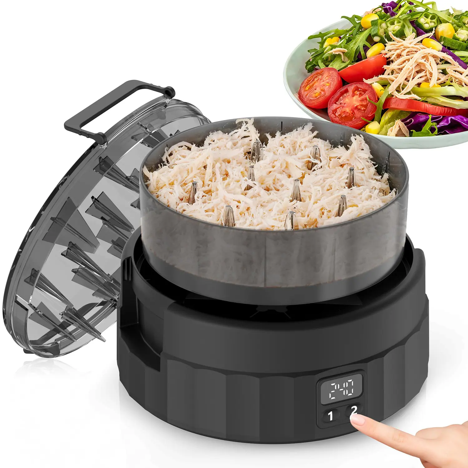 Electric Chicken Shredder, Rechargeable Automatic Meat Breast Shredder Tool Twist, Kitchen Grinder Machine with 2 Modes, BPA Free for Pork, Beef, Chicken, Salads, Pet Food