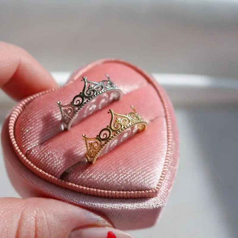 1PC Princess Ring Cartoon As The Princess  The Pauper Jewelry Adjustable Gold Silver Color Crown Ring For Girl Gift