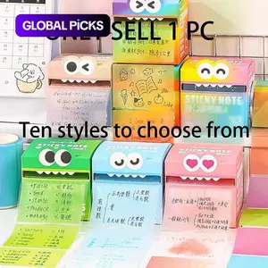 Random Color Cute Monster Pattern Sticky Notes, 105pcs/box Creative Multi-Purpose Sticky Notes, Sticky Memo Pads for Home, School and Office, Daily Use, Sticky Labels, Office Supplies #GLOBAL PICKS