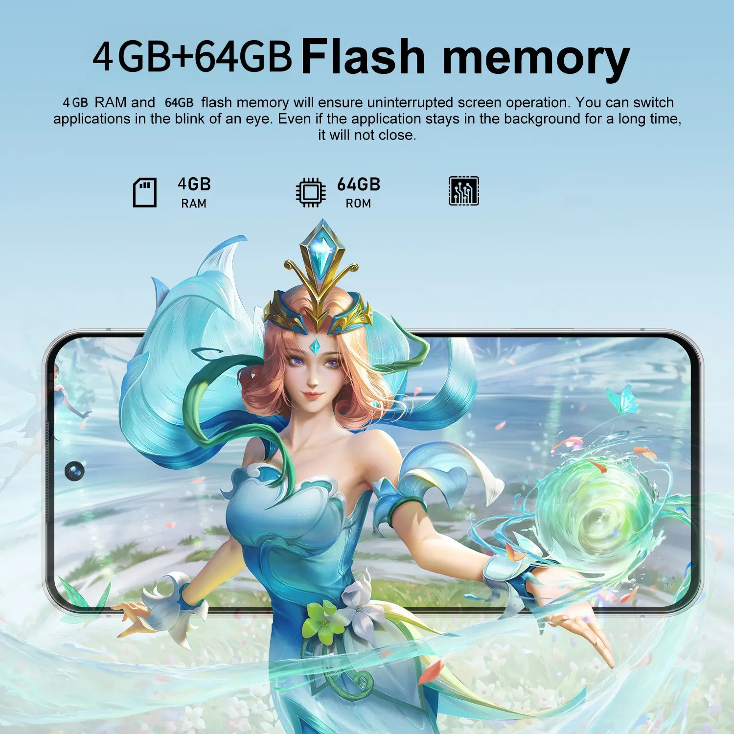 Ultra-Thin Full Screen Smart Phone, 6.8 Inch HD Display, 4g Dual Sim, 4GB+64GB Memory, Android System, Affordable Backup Phone