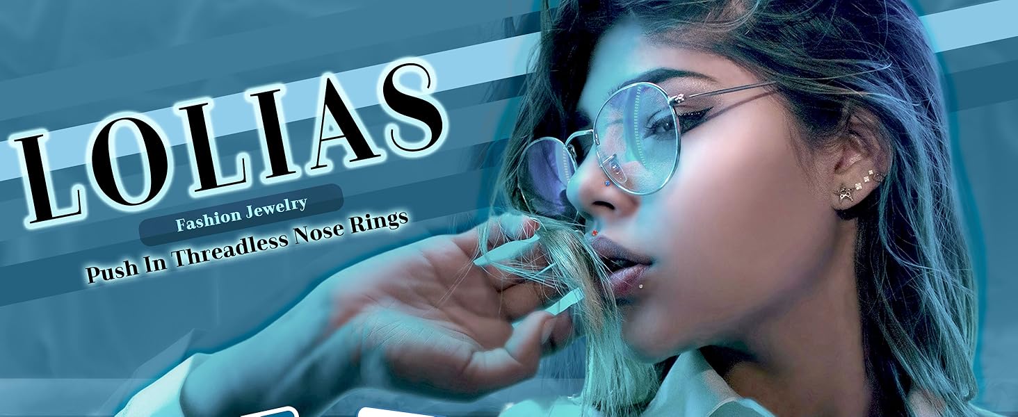 LOLIAS 18PCS Threadless Nose Rings Studs for Women Men 20G 18G 16G Hypoallergenic Surgical Stainless Steel Labret Lip Rings CZ Opal Push in Earrings Flat Back Nose Stud Cartilage Nostril Conch Helix Tragus Piercing Jewelry