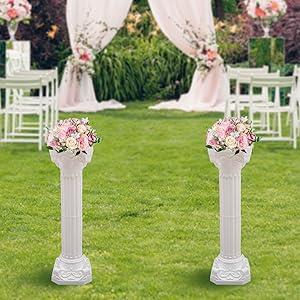 Wedding Roman Column 2pcs Roman Columns Wedding Column Stand,Wedding Landscaping Roman Pillar Plastic Greek Column Statue Plant Holder for Wedding Event Party Decorative, White Ornaments Decoration