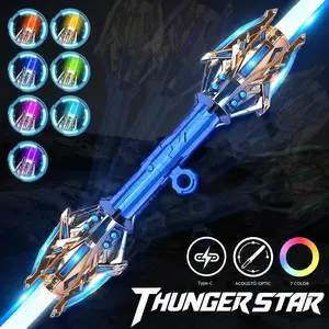 Cool Double-Edged Lightsaber Toys with Colorful Lights Two-in-one Cool Telescopic Luminous Sword Boy Toy Knife,Halloween Christmas Gift for Children retractable lightsaber spark lightsaber toy sword