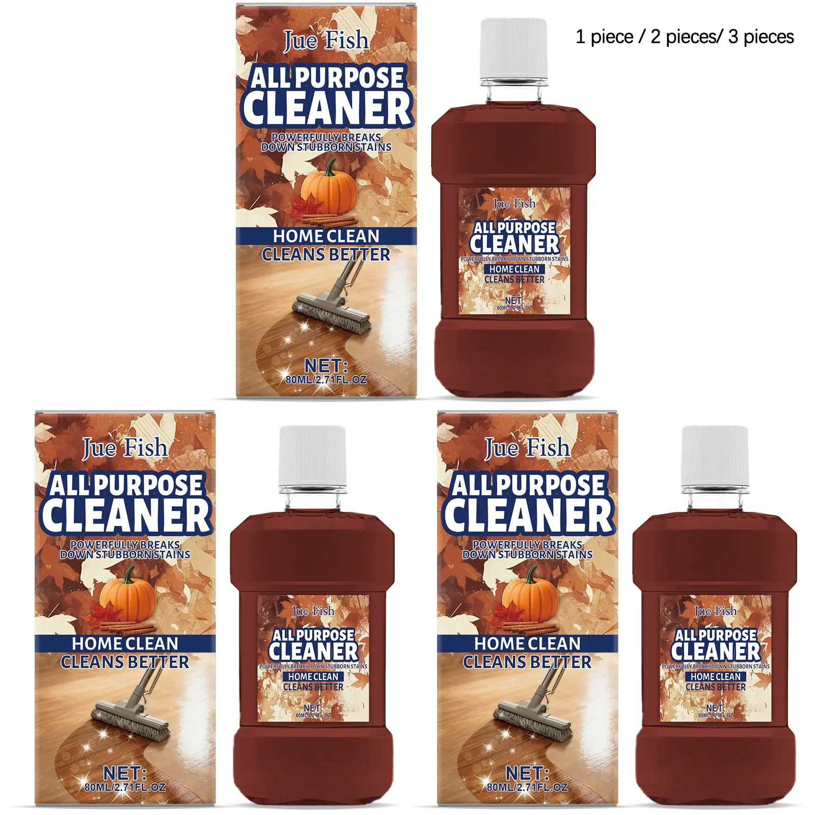 Multi-Purpose Multi Surface Cleaner (80ML/80ML*2/80ML*3), Gentle Cleaning, Fresh Scent, Removes Dust and Oil Stains, Suitable for Kitchen and Bathroom, All Purpose Cleaner