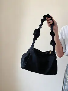 Nylon Pleated Design Handbag, Simple Solid Color Dark Retro Bag, 2026 New Women's Shoulder Crossbody Bag, Fashionable and Stylish