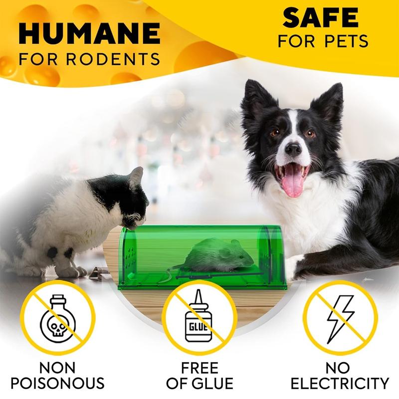 🐁Humane Catch and Release Indoor/Outdoor Mouse Traps Pack of 2 - Easy Set Durable Traps🪤Safe for Pets and Humans - Instantly Remove Unwanted Vermin from Your Home，Catch and Release Indoor/Outdoor Mouse Traps#Operation Catch Jerry🏠