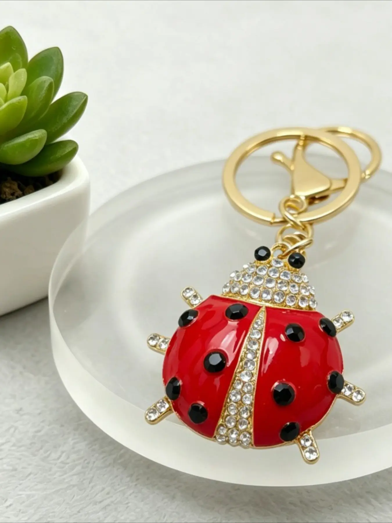 1Pc Unique Ladybug Keychain Insect Key Ring Pendant Charm for Bag Car Key Accessories Cute Keychain Accessory Gift