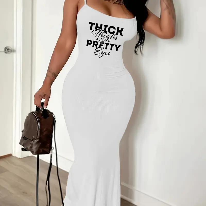 8058-T301h New Women's Thin Straps Sleeveless Long Dress Bodycon Floor Length Slim Fit, Casual Style, All Seasons