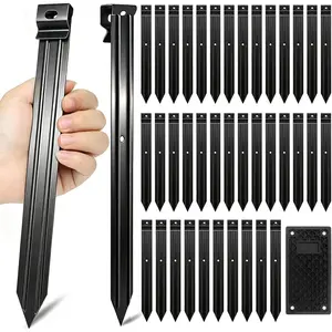 20 Pack Tent Stakes, Heavy Duty Metal Landscape Edging Stakes, 10in Garden Stakes Landscape Anchoring Spikes, for Grass Barrier,Bender Board,Garden Edging,Tents,Pet Tie Outs,Shade Cloths,Inflatables