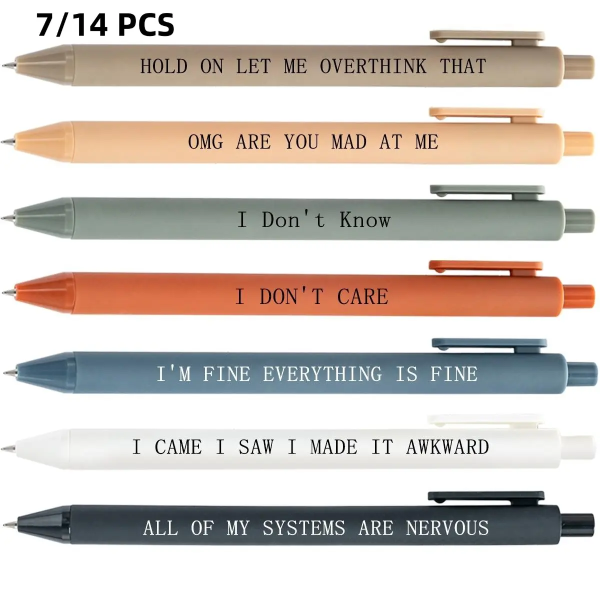 Hilariously Snarky Office Pens, Aesthetic Pens, Humorous Ballpoint Pens, 7/14pcs Sarcastic-Quote Ballpoint Pens, Funny Desk Supplies with Smooth Writing, Funny Teacher Pens, Prank Gifts for Coworkers and Bosses for Christmas and Halloween